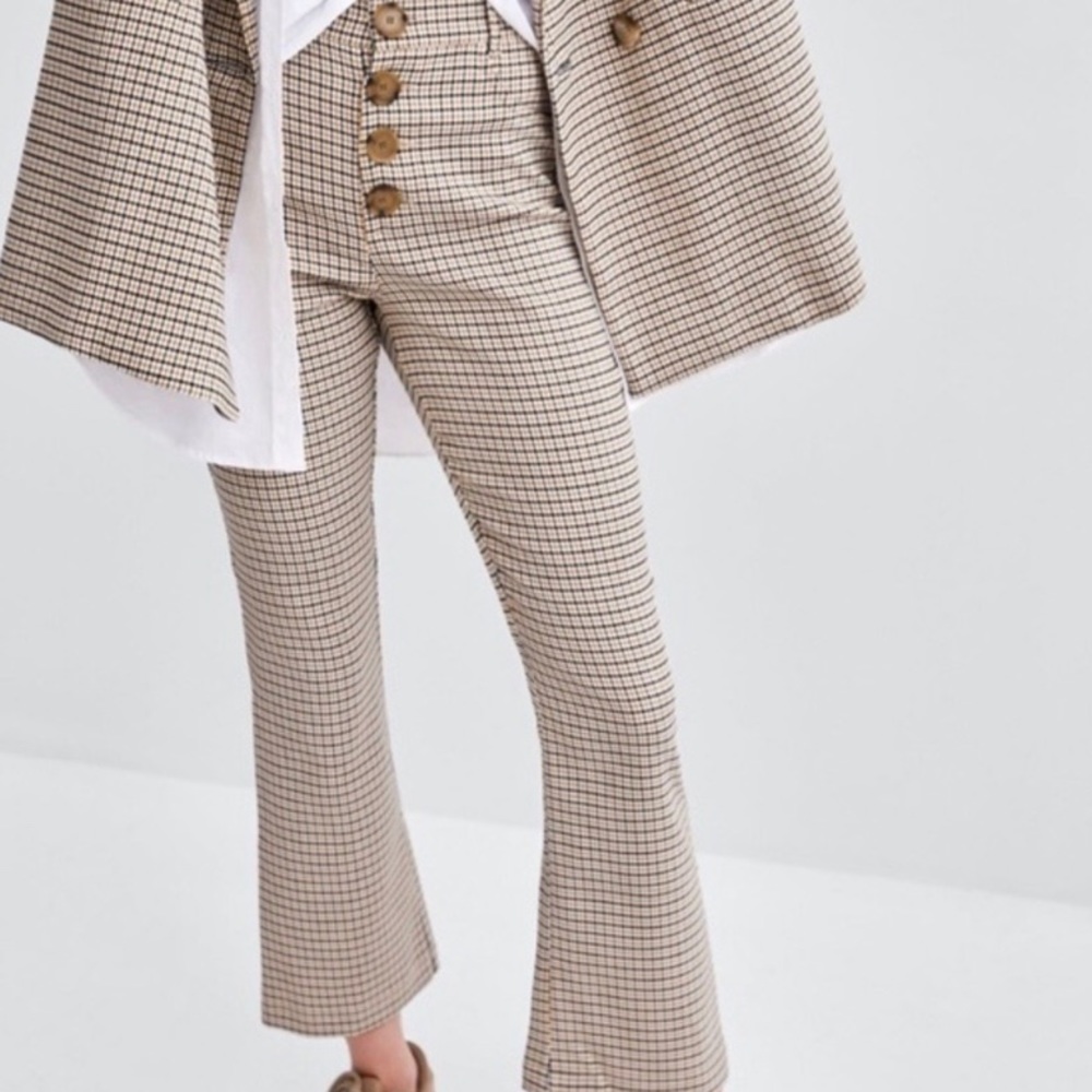 ZARA PLAID TAPERED FLARES